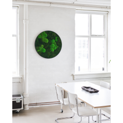 Mos cirkel med sort ramme i mix af pudemos og provencemos